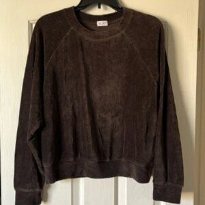 LESET EUC brown corduroy oversized sweatshirt size XS